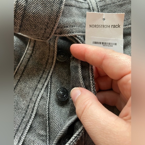 Black distressed boho WE THE FREE denim mini skirt size 25in waist. NEW - Picture 4 of 6